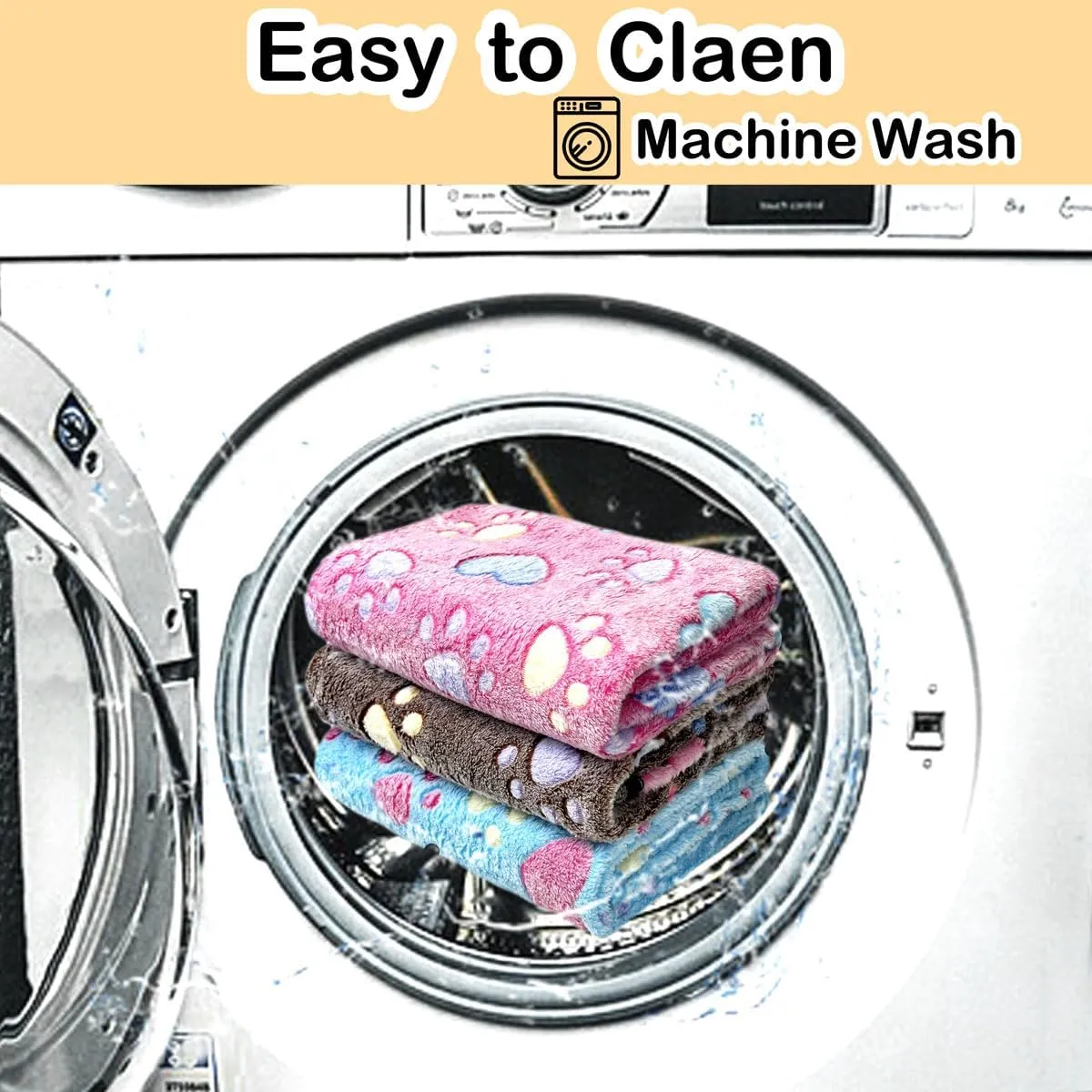 1 Pack 3 Super Soft Flannel Dog Blankets, 41 x 31in - Cute Claw Pattern Pet Blanket Mat for Large Dogs