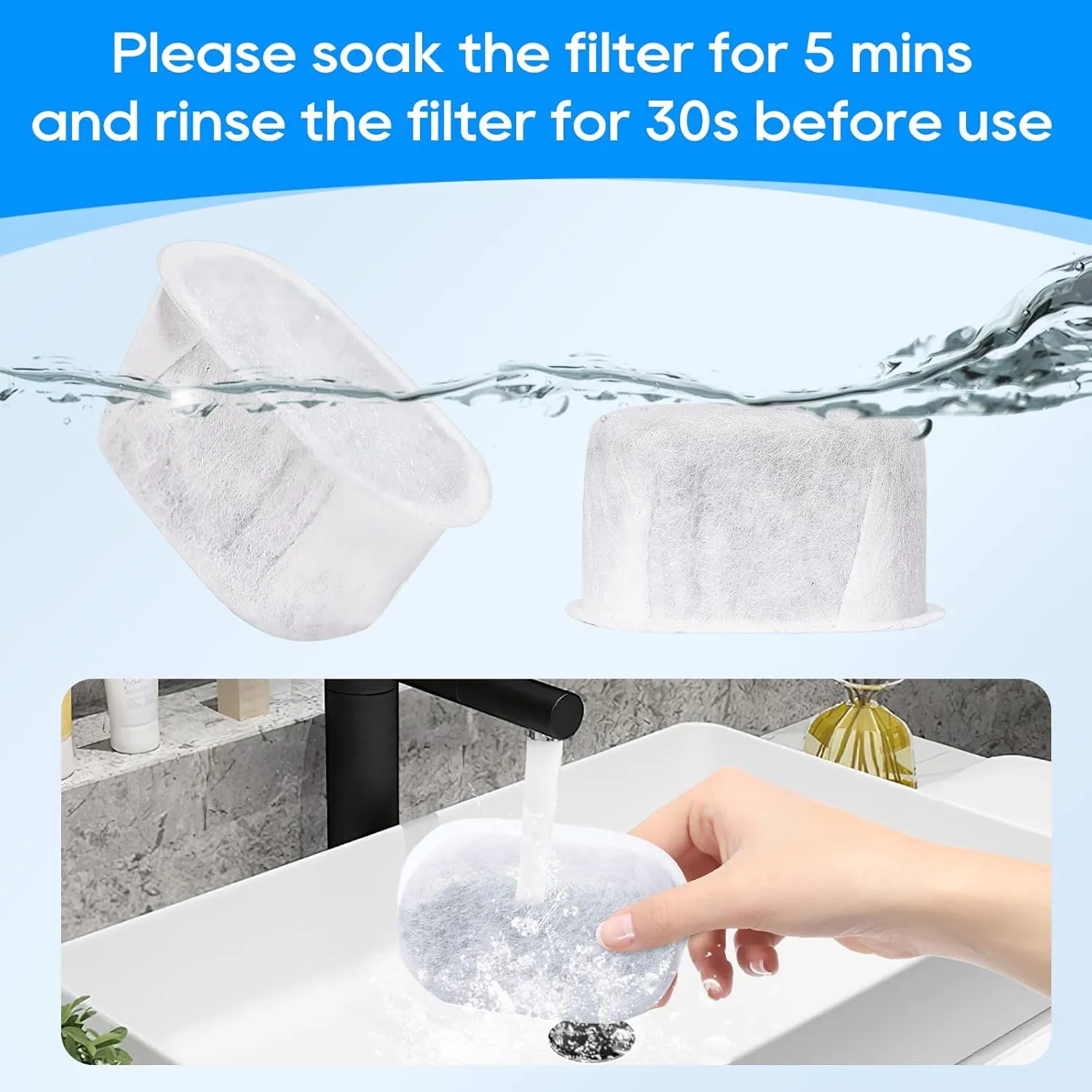 10 Pack Cat Water Fountain Filter Replacement for W300&W300B&W500 Water Fountains 67oz/2L and 3.5L Automatic Pet Fountain