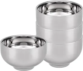 17OZ Durable Stainless Steel Cereal Bowls, Double-Walled Insulated Soup Bowls, Unbreakable Rice Bowls, Mixing Serving Bowl for Salad Dessert Noodles Pasta, Dishwasher Safe, 4 Pack