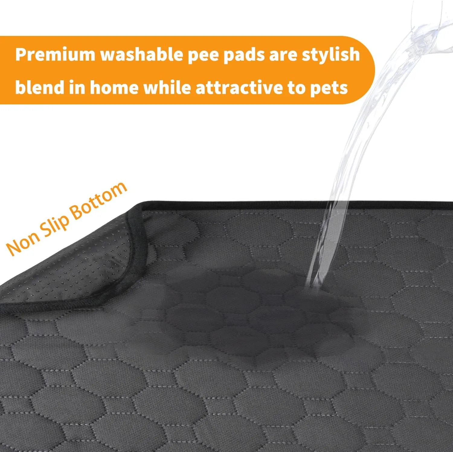 2 Pack Washable Dog Pee Pads, 16x20 Reusable Puppy Pads, Waterproof Anti Slip Pet Training Pads for Small Animals Rabbit Hamste Bunny Puppy Cat (Beige/Gray) (Small)