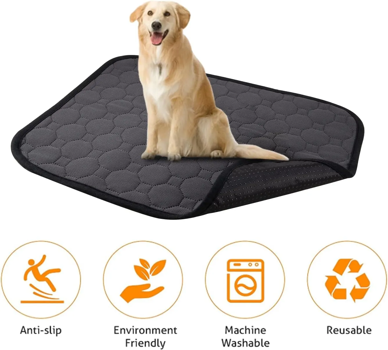 2 Pack Washable Dog Pee Pads, 16x20 Reusable Puppy Pads, Waterproof Anti Slip Pet Training Pads for Small Animals Rabbit Hamste Bunny Puppy Cat (Beige/Gray) (Small)