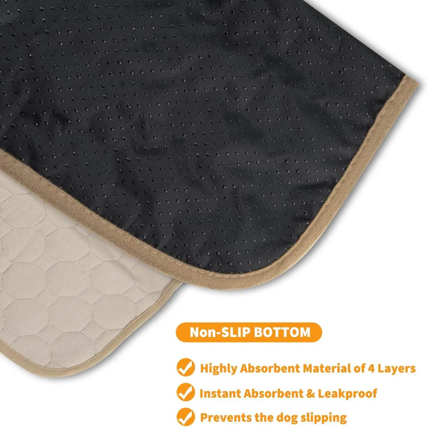 2 Pack Washable Dog Pee Pads, 16x20 Reusable Puppy Pads, Waterproof Anti Slip Pet Training Pads for Small Animals Rabbit Hamste Bunny Puppy Cat (Beige/Gray) (Small)