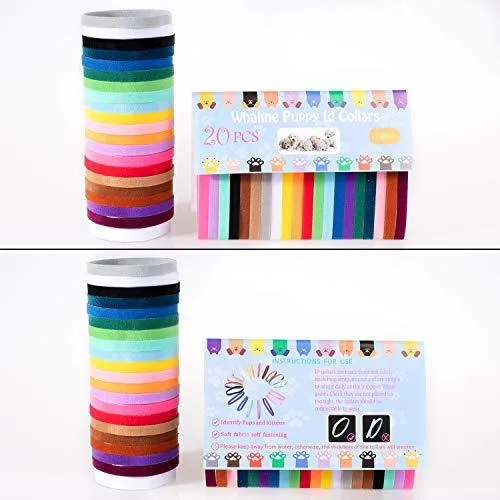 20 Colors Puppy Whelping Collars Double-Sided Adjustable ID Collars for Dogs