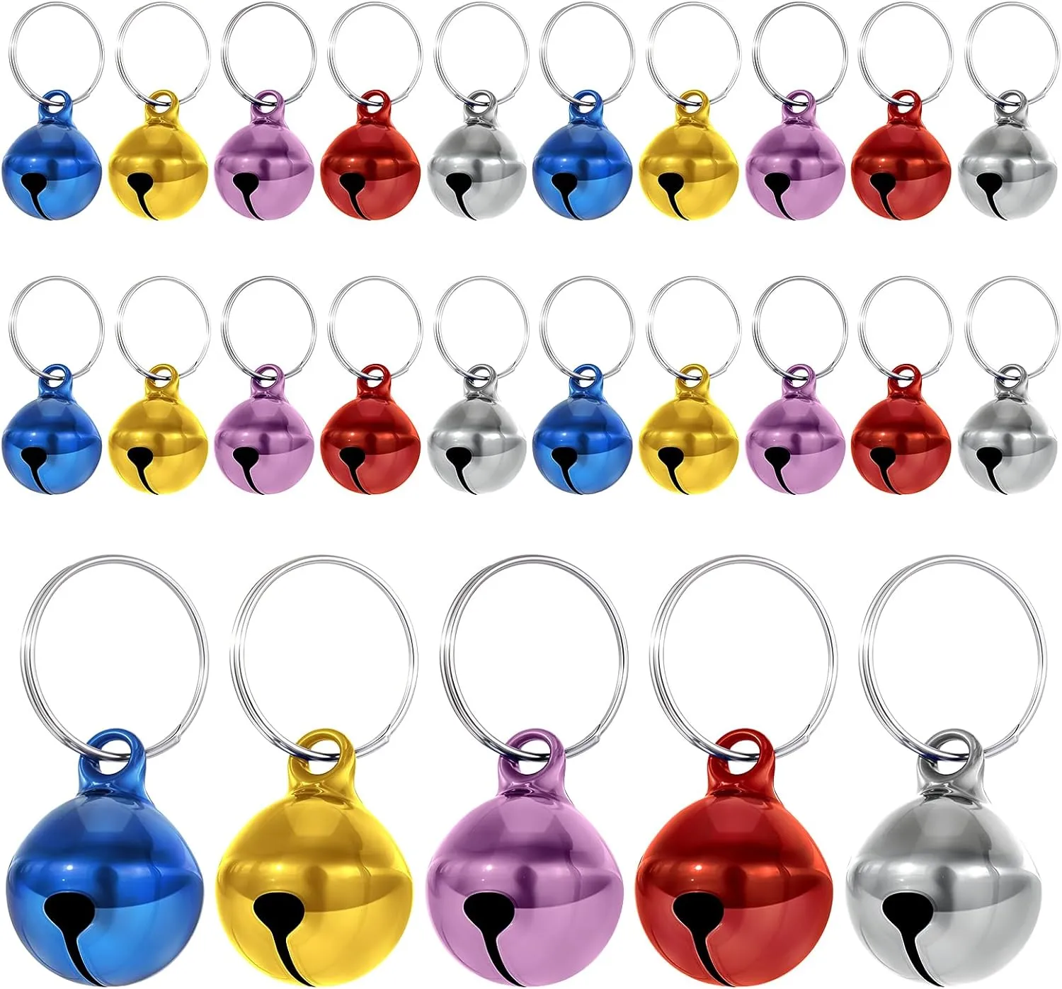 25 Pcs Colorful Pet Bells with Crisp Sound, Cat Bells and Doag Collar Bells with Keyring, Anti-Lost Training Bells, Training Bell Collar Pendant, Charm Pet Pendant Accessories