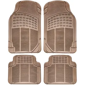 4-Pack: OxGord® Ridged Style 1st & 2nd Row Black Heavy Duty Rubber Floor Mat Set