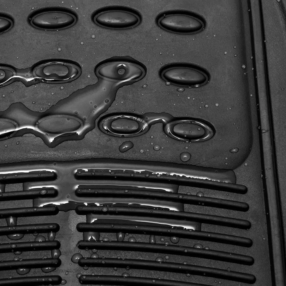 4-Pack: OxGord® Ridged Style 1st & 2nd Row Black Heavy Duty Rubber Floor Mat Set
