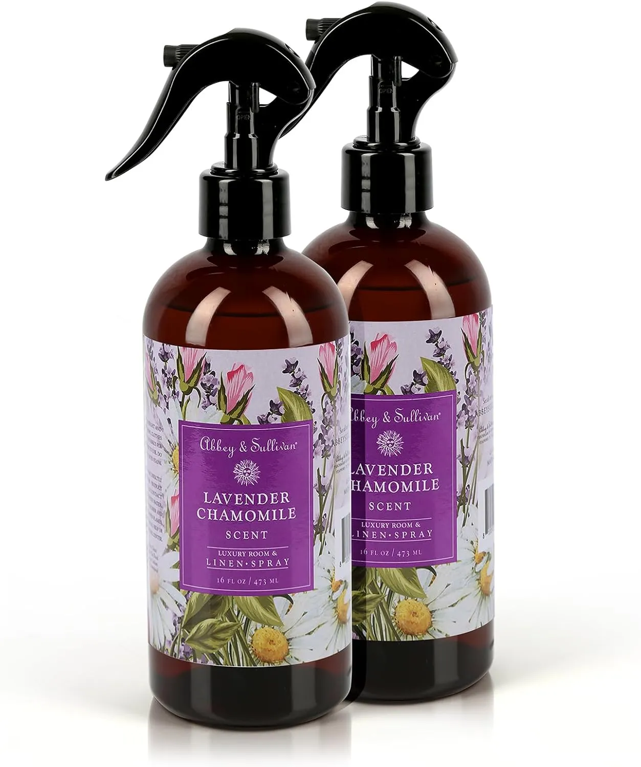 Abbey & Sullivan Linen Spray, Lavender Chamomile, Fabric Freshener and Fragrance Room Spray, Pack of 2, 16 oz