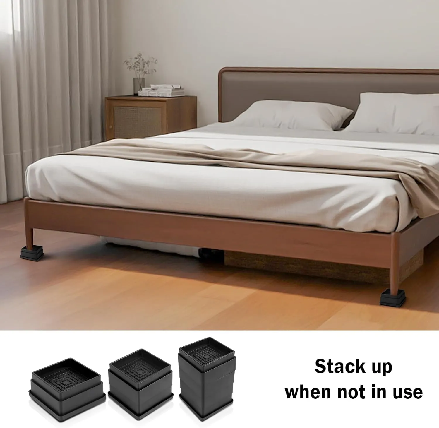 Adjustable Bed Furniture Risers Elevation in Heights Heavy Duty Risers for Both Posts Furniture Sofa Bed Couch Chair Table (8 Pack, 1 in)