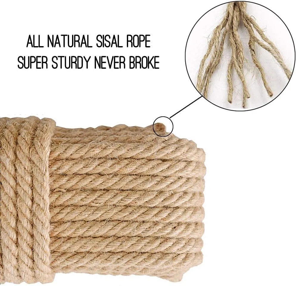 Aoneky Replacement Cat Scratching Post Sisal Rope - Hemp Rope for Cat Tree and Tower (1/4'' 164 Ft)