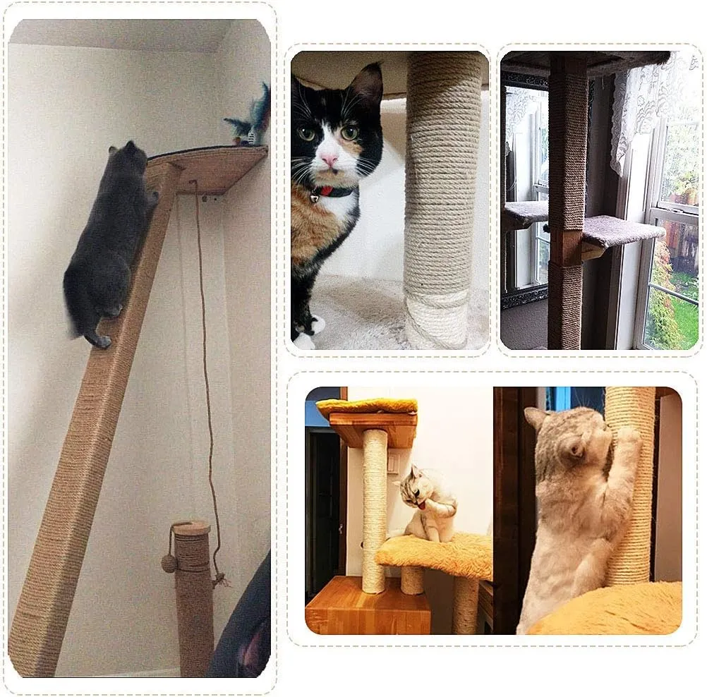 Aoneky Replacement Cat Scratching Post Sisal Rope - Hemp Rope for Cat Tree and Tower (1/4'' 164 Ft)