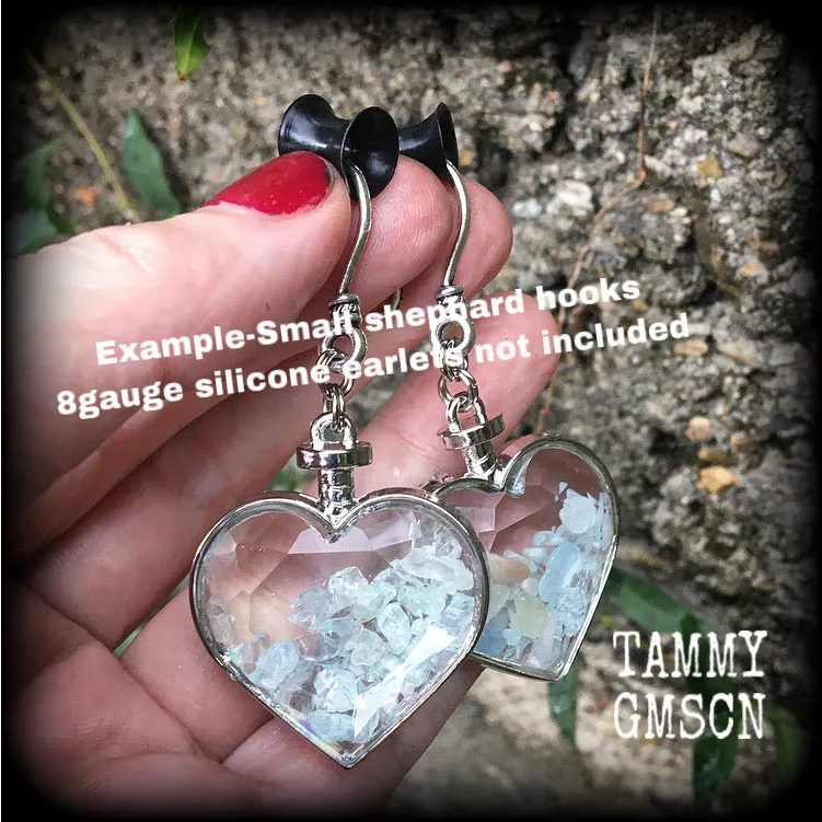 Aquamarine earrings-Gemstone heart earrings