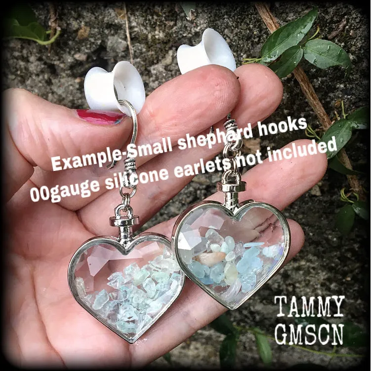 Aquamarine earrings-Gemstone heart earrings