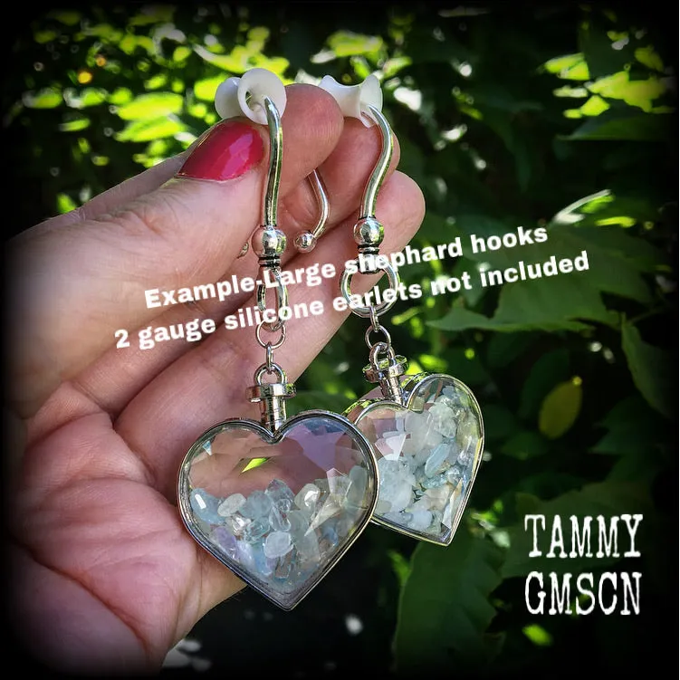 Aquamarine earrings-Gemstone heart earrings