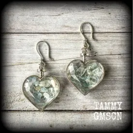 Aquamarine earrings-Gemstone heart earrings