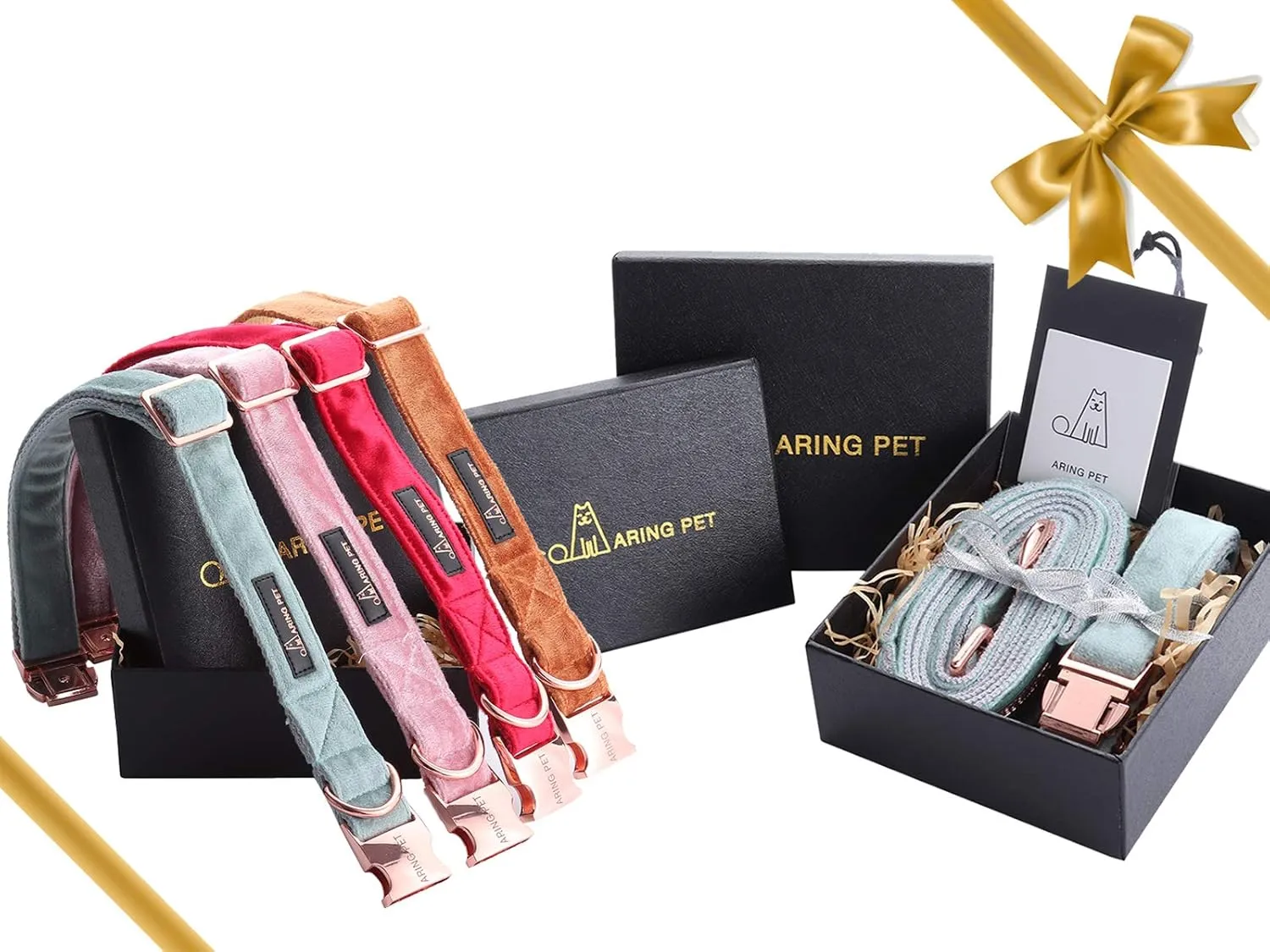 ARING PET Dog Collar and Leash, Velvet Dog Collar and Leash Set, Soft & Comfy, Adjustable Collars for Dogs
