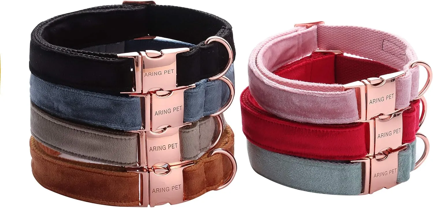 ARING PET Dog Collar and Leash, Velvet Dog Collar and Leash Set, Soft & Comfy, Adjustable Collars for Dogs