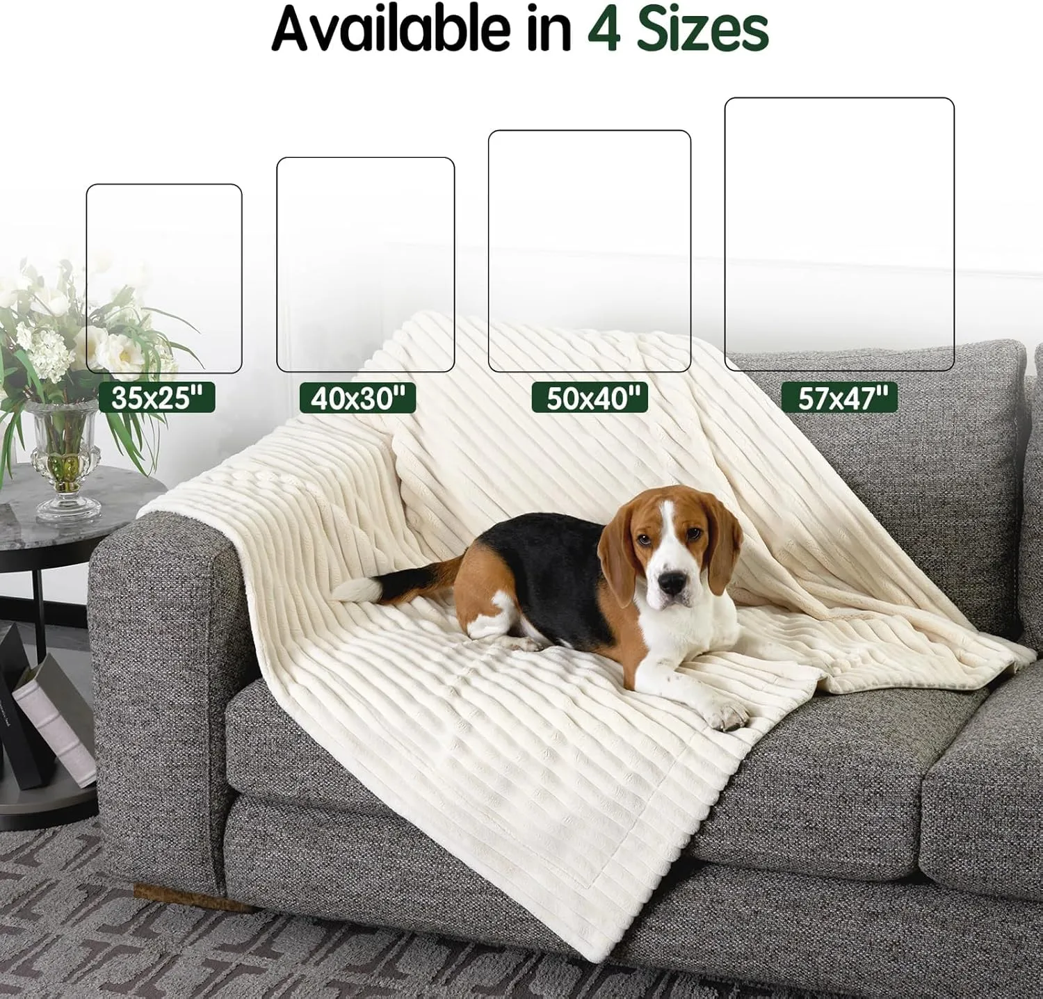 BALANCE Waterproof Blanket Winter White Dog Blanket for Small Dogs, Washable Double Sided Pet Blankets with Milk Plush and Super Soft Velvet, Pee Proof Calming Dog Blankets for Couch Protection