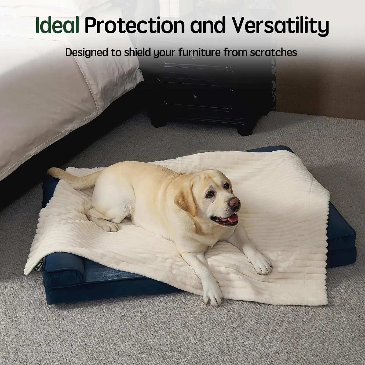 BALANCE Waterproof Blanket Winter White Dog Blanket for Small Dogs, Washable Double Sided Pet Blankets with Milk Plush and Super Soft Velvet, Pee Proof Calming Dog Blankets for Couch Protection