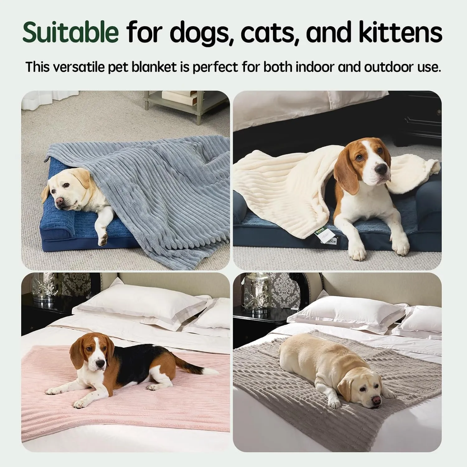 BALANCE Waterproof Blanket Winter White Dog Blanket for Small Dogs, Washable Double Sided Pet Blankets with Milk Plush and Super Soft Velvet, Pee Proof Calming Dog Blankets for Couch Protection