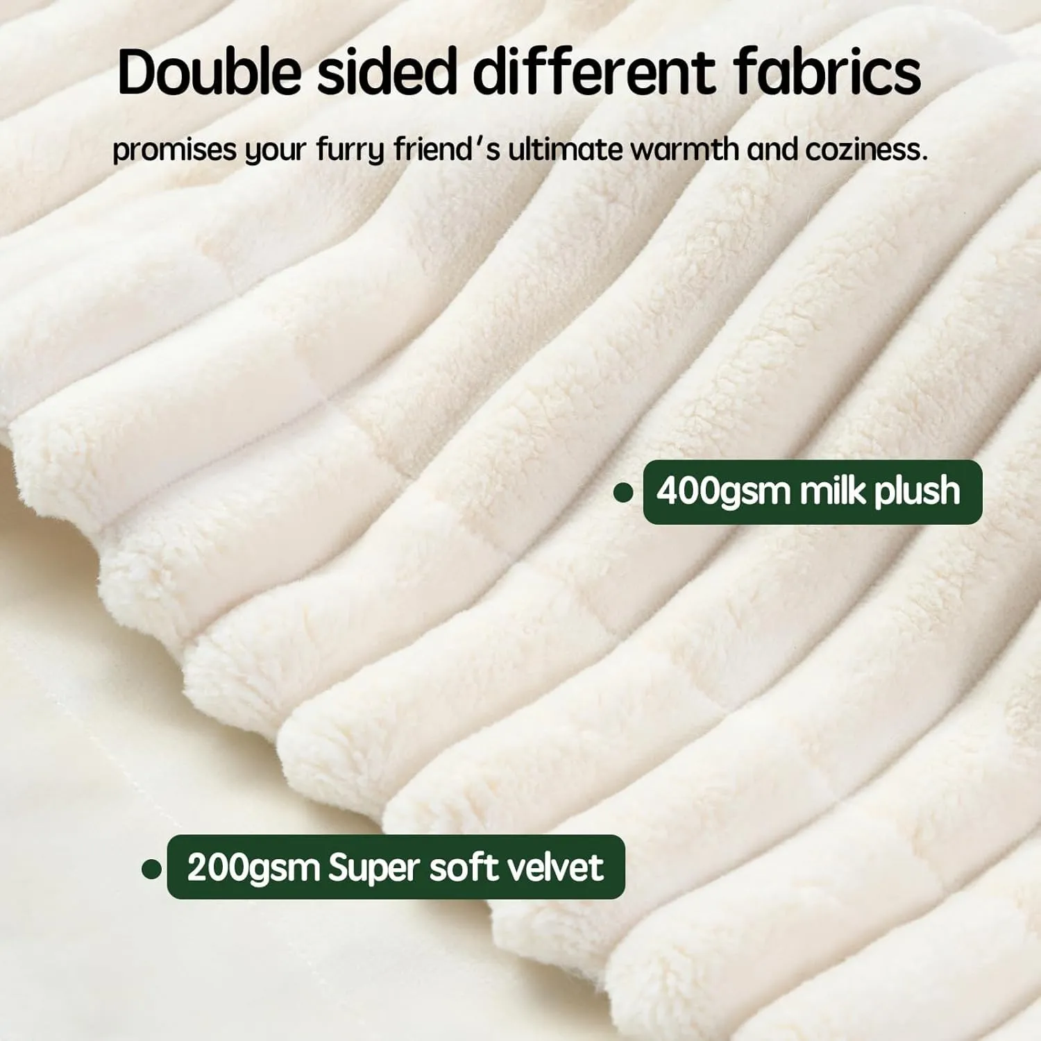 BALANCE Waterproof Blanket Winter White Dog Blanket for Small Dogs, Washable Double Sided Pet Blankets with Milk Plush and Super Soft Velvet, Pee Proof Calming Dog Blankets for Couch Protection