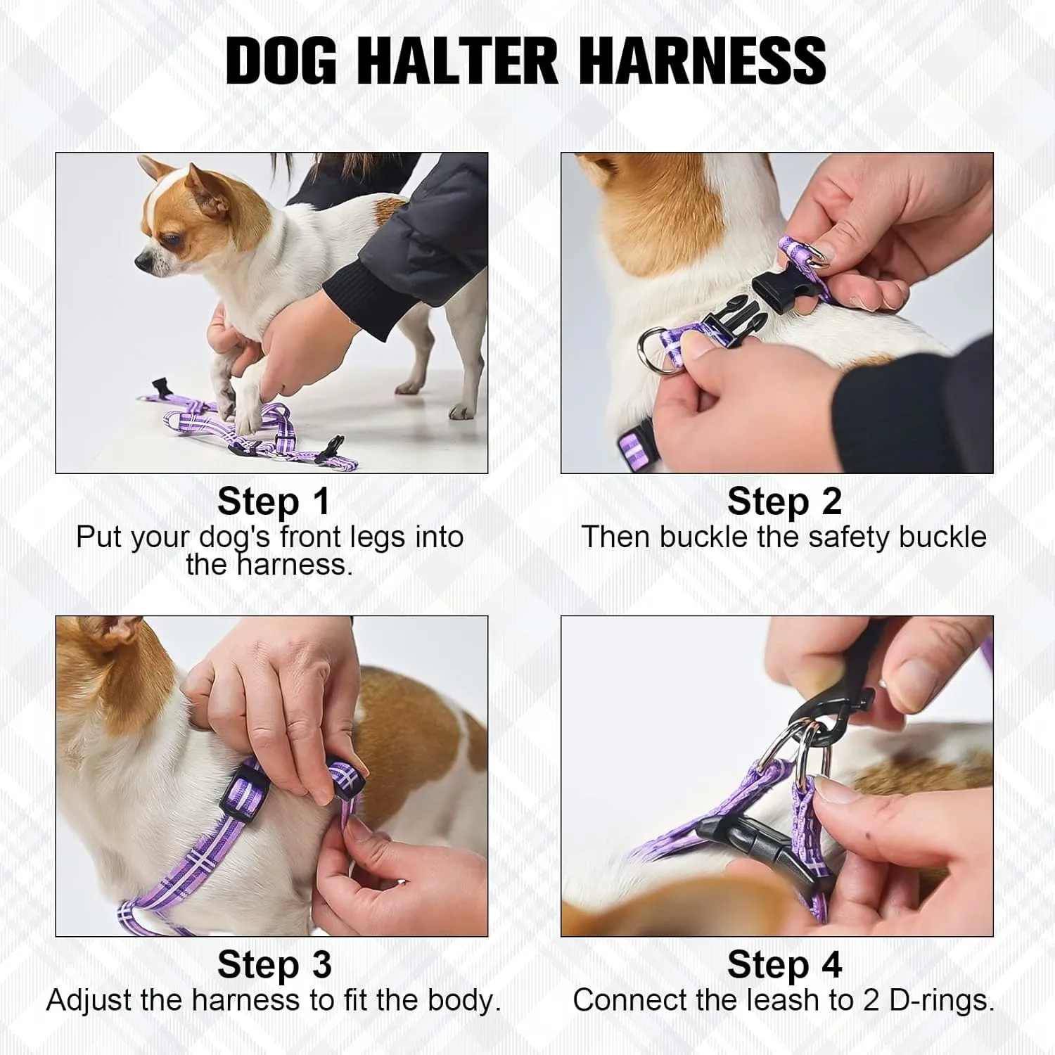 BEAUTYZOO No Pull Dog Harness and Leash Set - Adjustable Step-in Puppy Harness for Small Medium Large Dogs, Escape Proof Soft Nylon Vest with Double D Ring for Walking Running Training, Pink XS