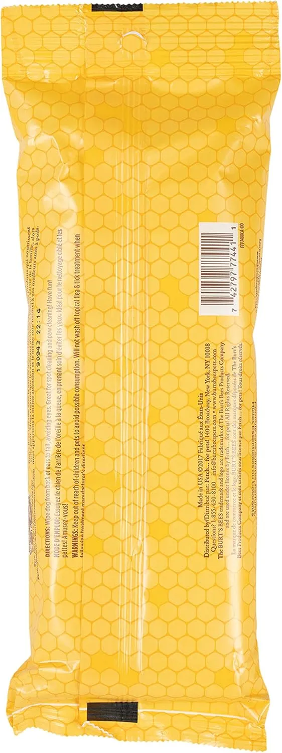 Burt's Bees for Pets Multipurpose Dog Wipes with with Honey, 98% Natural Origin Formulas, Hypoallergenic Dogs Wipe, Canine Cleaning Sheets for Paws and Butt, 2pk, 50ct