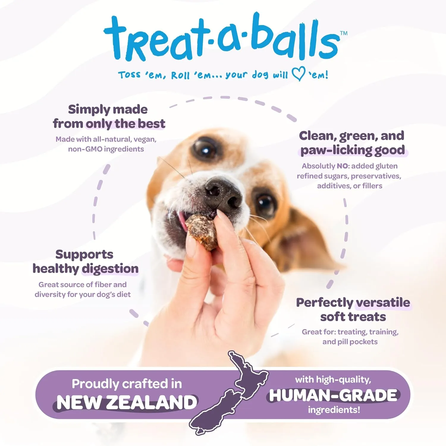 Chewy & Soft Dog Treats Bulk - All Natural, Non-GMO, Gluten Free - All Breeds, Sizes, Ages - Made in New Zealand - Peanut Butter, Blueberry, Banana - 6pk (108 Bulk Dog Treats)