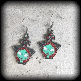 Christmas earrings Sally Jack Skellington Earrings Nightmare Earrings Skeleton Earrings Jack and Sally Tim Burton earrings Pierced ears 8g