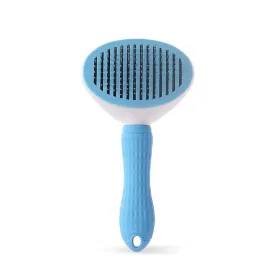 Coarse needle blue Pet self-cleaning comb, grooming steel needle dog comb, massage hair removal comb AZ15439