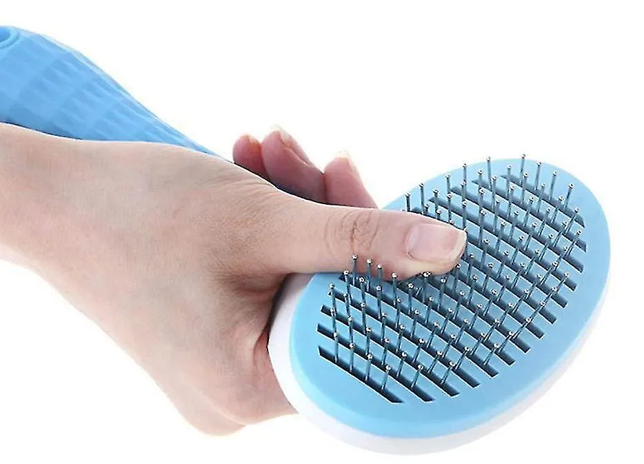 Coarse needle blue Pet self-cleaning comb, grooming steel needle dog comb, massage hair removal comb AZ15439