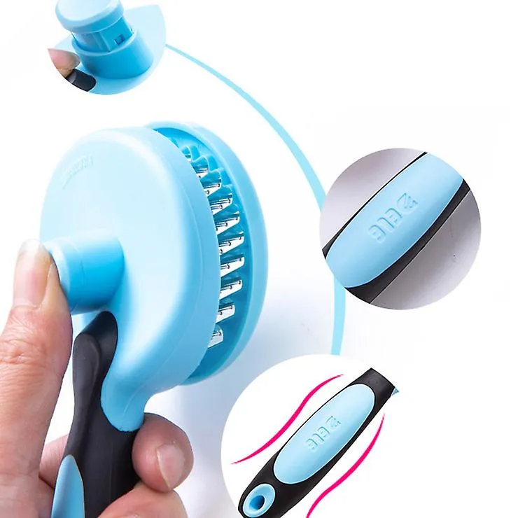 Coarse needle blue Pet self-cleaning comb, grooming steel needle dog comb, massage hair removal comb AZ15439