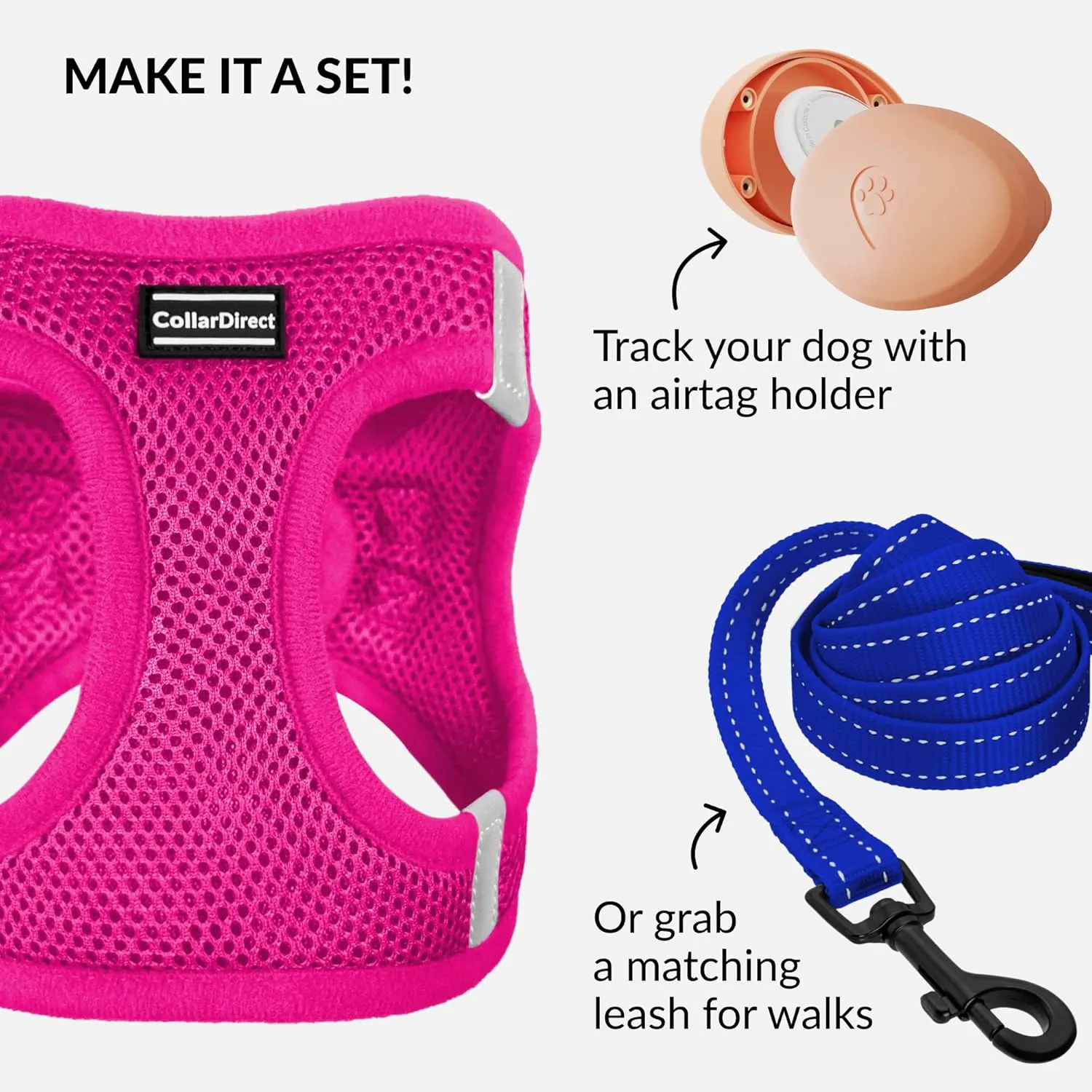 CollarDirect Step-in Reflective Dog Harness - Any Weather Air Mesh for Small and Medium Dogs Easy to Put On and Off (Size S, Pink)