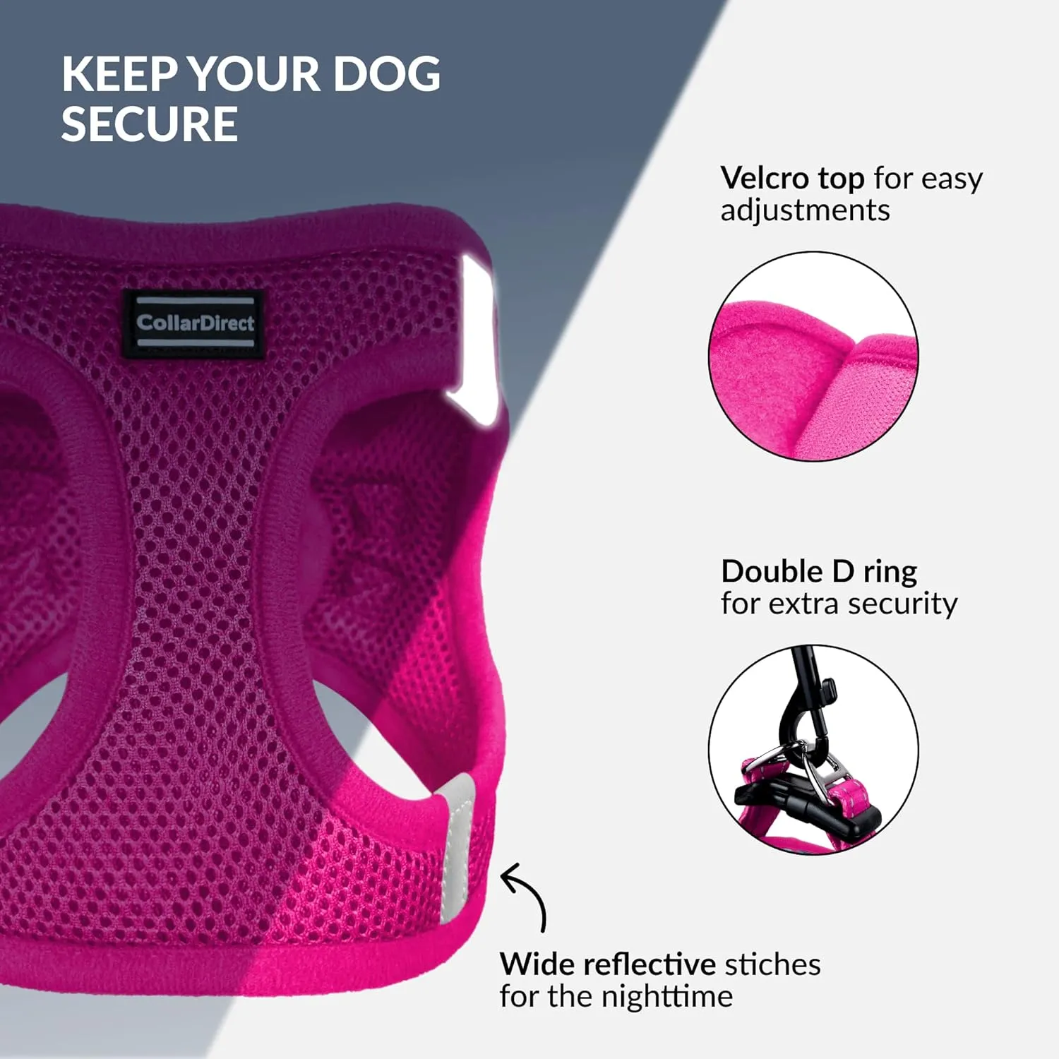 CollarDirect Step-in Reflective Dog Harness - Any Weather Air Mesh for Small and Medium Dogs Easy to Put On and Off (Size S, Pink)