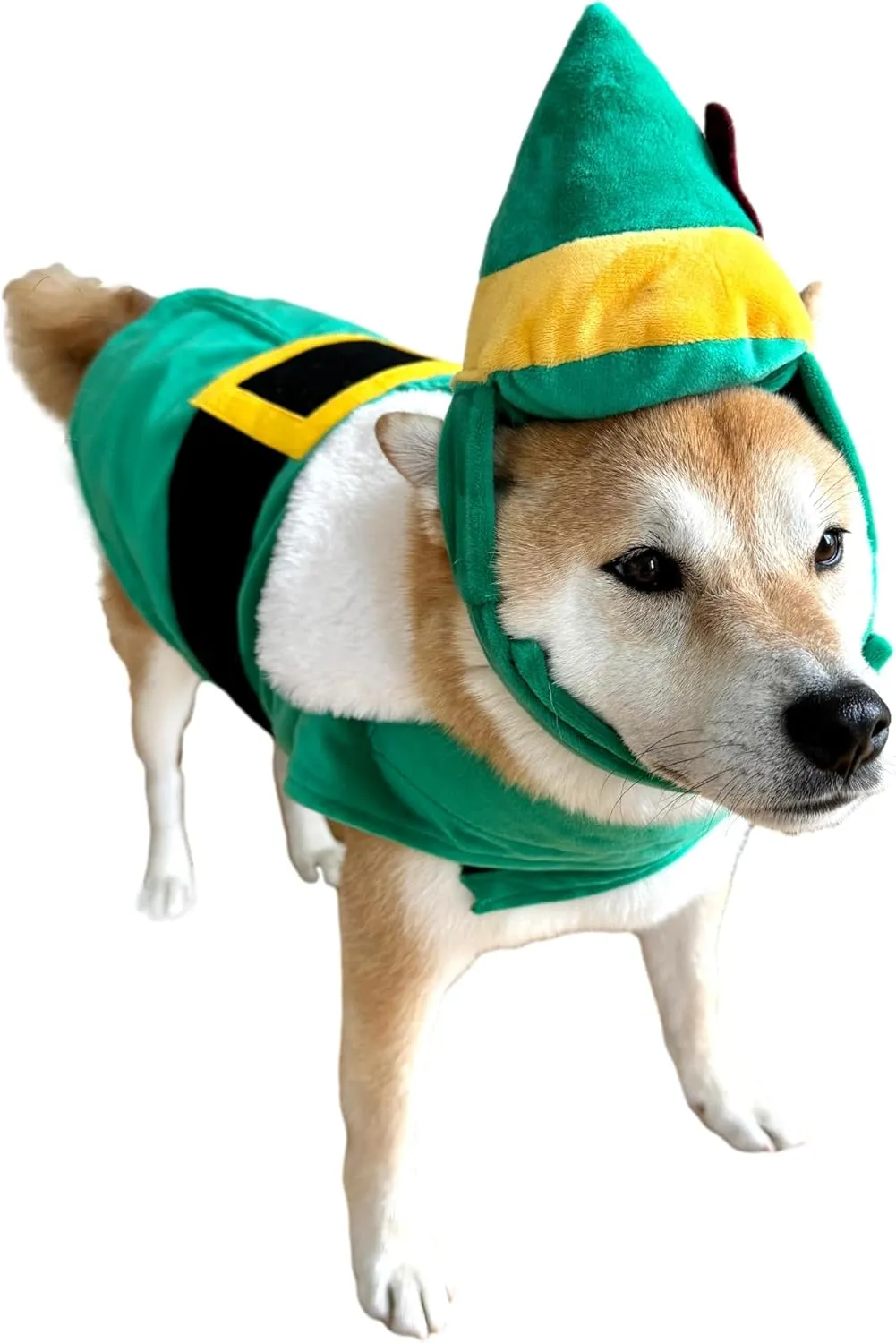 ComfyCamper Green Elf Cape and Hat Costume for Dogs - XS Small Medium Large XXL Cosplay Christmas Costumes Xmas, L