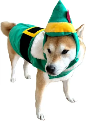 ComfyCamper Green Elf Cape and Hat Costume for Dogs - XS Small Medium Large XXL Cosplay Christmas Costumes Xmas, L