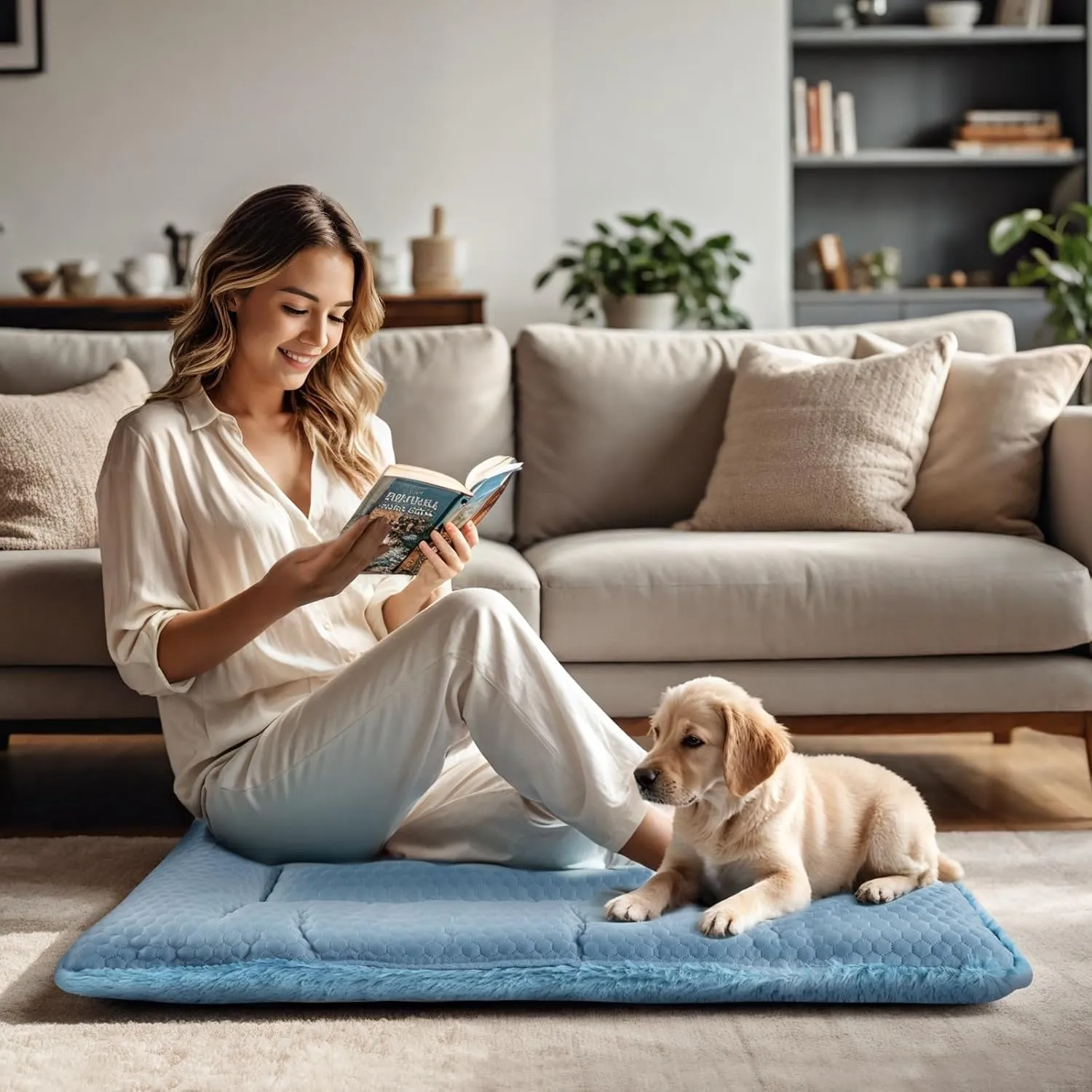 Dog Bed Mat, Crate Pad Reversible,Soft Kennel Pad, Washable Dog Crate Mat (Cool and Warm),Pet Sleeping Mattress for Small Medium Dogs XB009 (18''x13'',Blue)