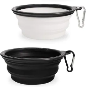Dog Bowl Pet Collapsible Bowls,2 Pack Portable and Foldable Pet Travel Bowls Collapsable Dog Water Feeding Bowls Dish for Dogs Cats and Small Animals, (Small, Black White)