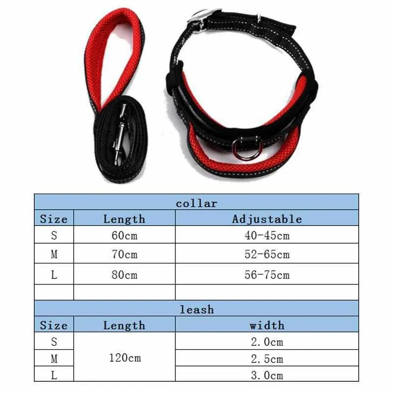 Dog Collar Leash Set - Mesh Breathable Adjustable Collars