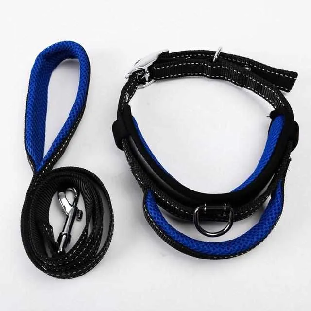 Dog Collar Leash Set - Mesh Breathable Adjustable Collars
