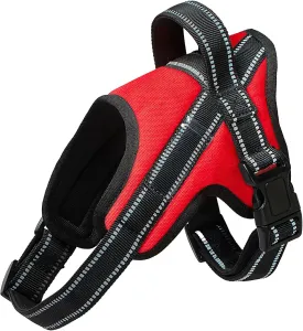 Dog Harness,Pet Vest Name Plate Pocket,No Choke,Reflective,Adjustable and Padded,for Easy Walking and Training for Small,Medium,Large Dogs(Red,L)