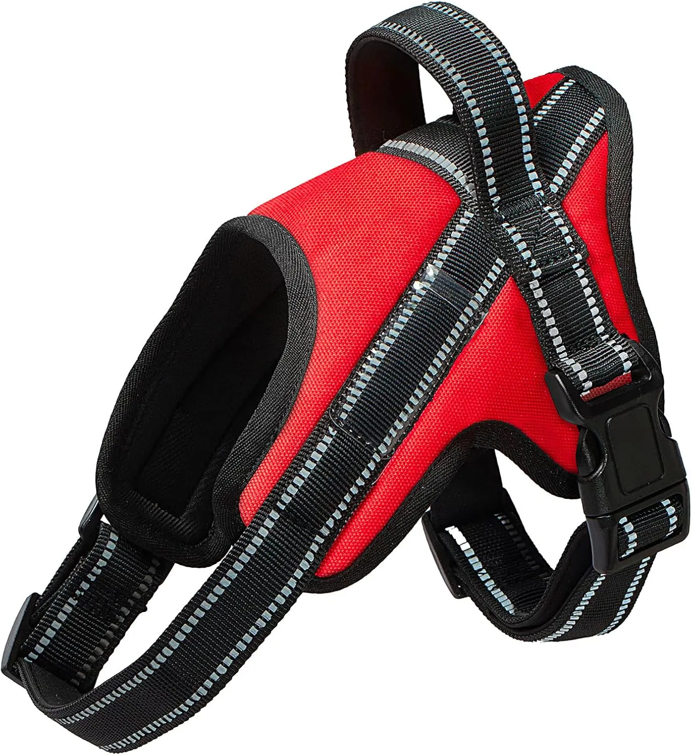 Dog Harness,Pet Vest Name Plate Pocket,No Choke,Reflective,Adjustable and Padded,for Easy Walking and Training for Small,Medium,Large Dogs(Red,L)