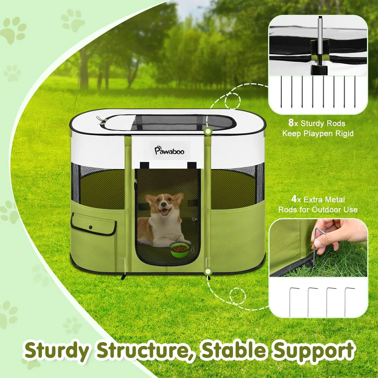 Dog Playpen, Portable Pet Playpen Cat PlayPen, 600D Oxford Dog Kennel Tent Crate, Waterproof&Breathable, Indoor Outdoor Travel Camping Use for Medium/Large Breed with Carrying Case Folding Bowl(M)
