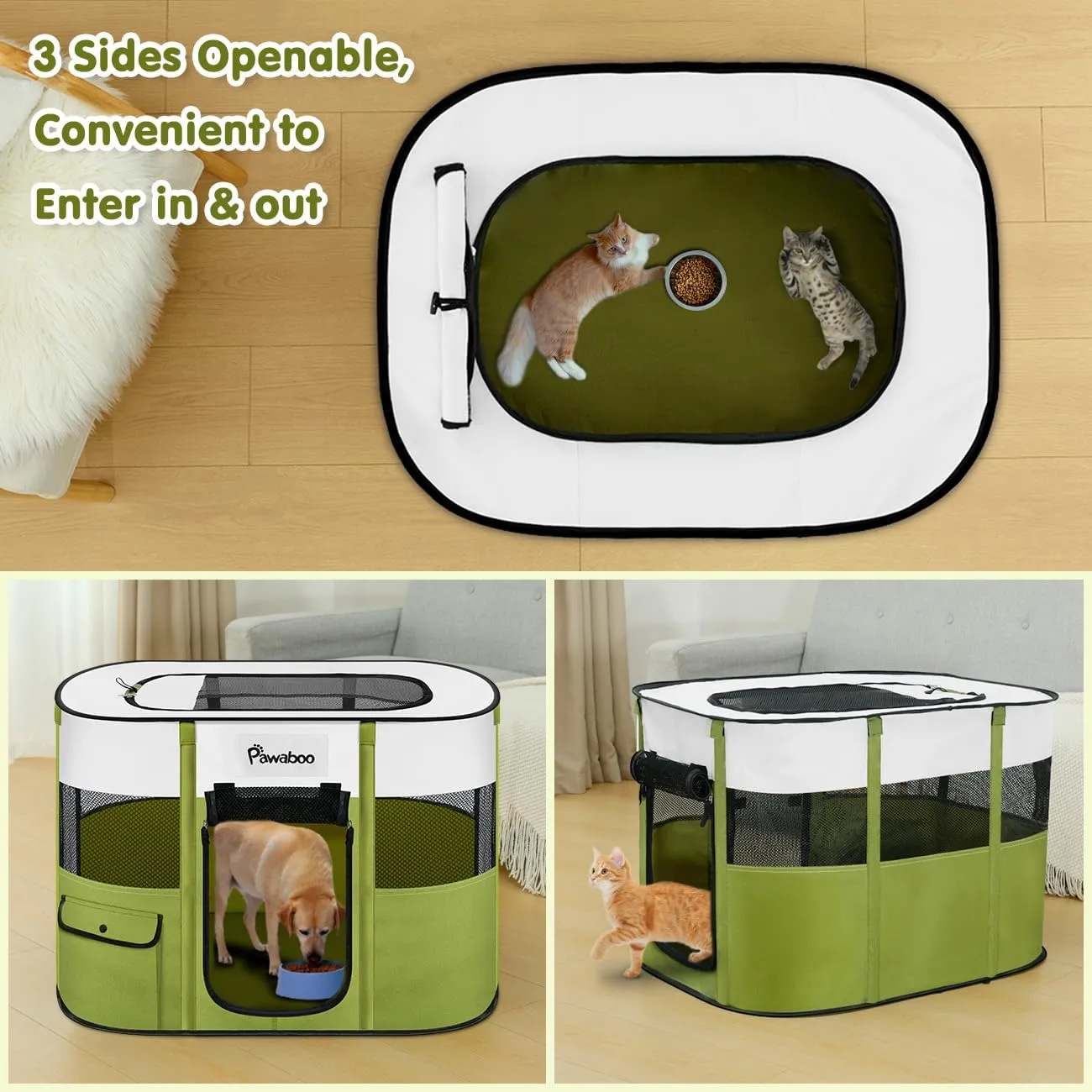 Dog Playpen, Portable Pet Playpen Cat PlayPen, 600D Oxford Dog Kennel Tent Crate, Waterproof&Breathable, Indoor Outdoor Travel Camping Use for Medium/Large Breed with Carrying Case Folding Bowl(M)