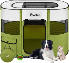 Dog Playpen, Portable Pet Playpen Cat PlayPen, 600D Oxford Dog Kennel Tent Crate, Waterproof&Breathable, Indoor Outdoor Travel Camping Use for Medium/Large Breed with Carrying Case Folding Bowl(M)