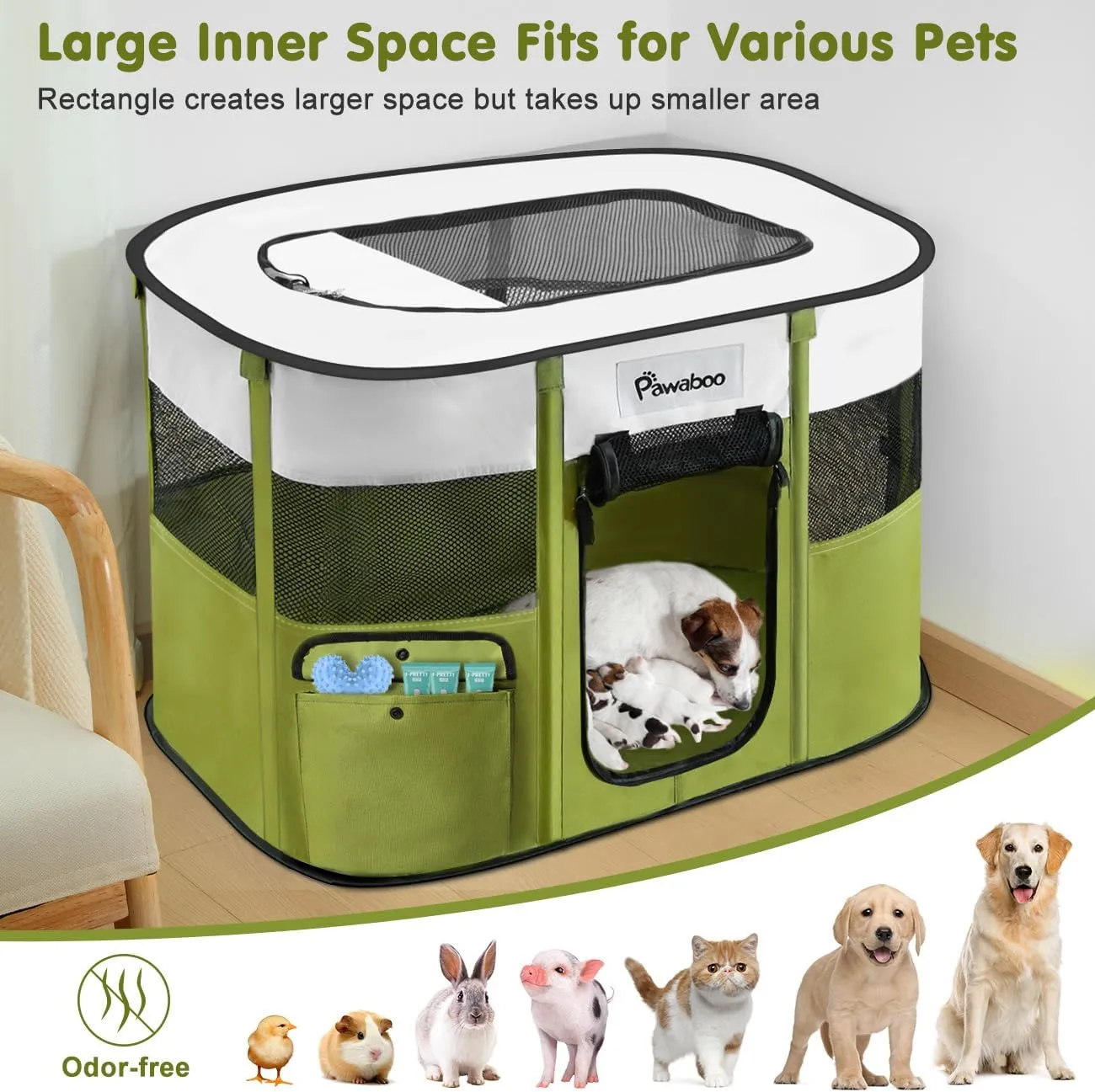 Dog Playpen, Portable Pet Playpen Cat PlayPen, 600D Oxford Dog Kennel Tent Crate, Waterproof&Breathable, Indoor Outdoor Travel Camping Use for Medium/Large Breed with Carrying Case Folding Bowl(M)