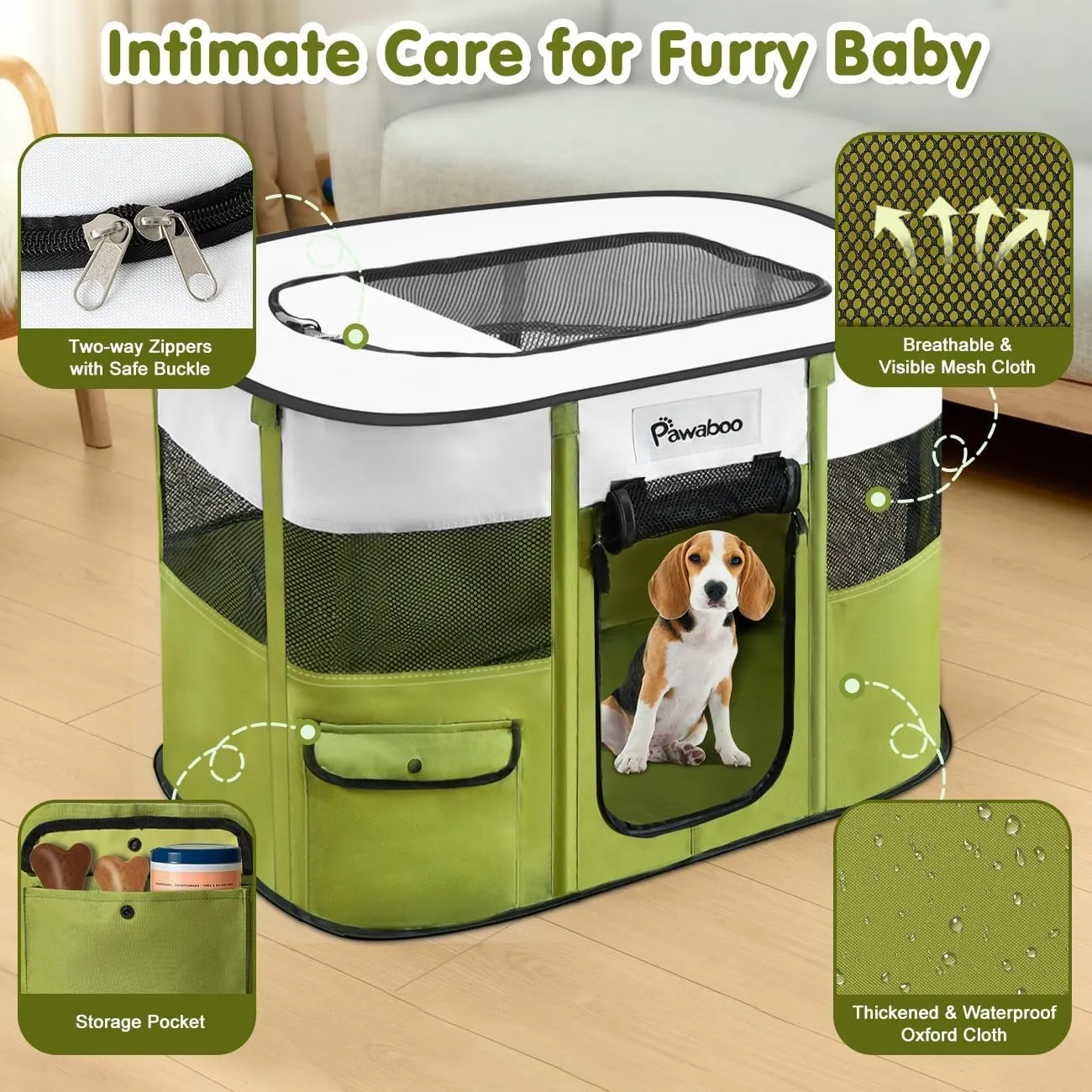 Dog Playpen, Portable Pet Playpen Cat PlayPen, 600D Oxford Dog Kennel Tent Crate, Waterproof&Breathable, Indoor Outdoor Travel Camping Use for Medium/Large Breed with Carrying Case Folding Bowl(M)