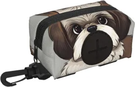 Dog Poop Bag Holder For Leash, Lightweight Dispenser For Pet Waste Bags Shih Tzu Dog Puppy Potty Carrier Small Doggy Zipper Pouch With Carabiner Clip