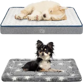 EMPSIGN Reversible Cool and Warm Dog Bed for 24in Crate, Pet Beds with Washable and Removable Cover, Dog Crate Bed Sleeping Mats, Grey