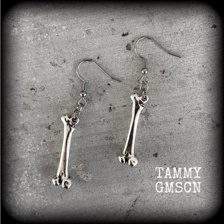 Fibula earrings Leg bone earrings Halloween earrings Tibia earrings Bone earrings Skeleton earrings Gauged earrings Zombie earrings Gauges