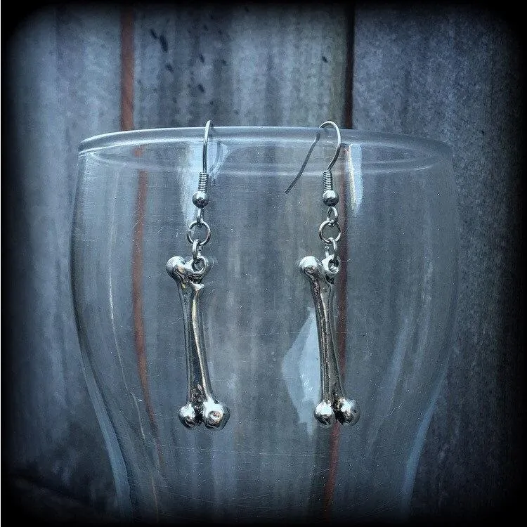 Fibula earrings Leg bone earrings Halloween earrings Tibia earrings Bone earrings Skeleton earrings Gauged earrings Zombie earrings Gauges
